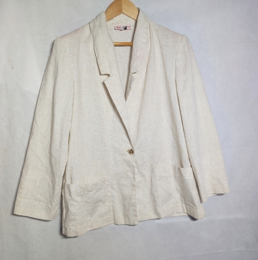 Block Island Petites Sz 12 Women's Linen Blazer
